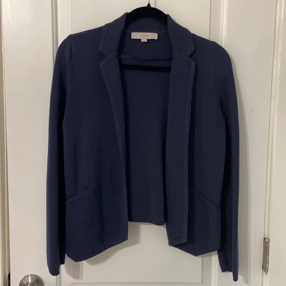 Loft Navy Knit Blazer S